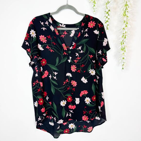TORRID floral top short sleeves high low hem - Picture 1 of 7